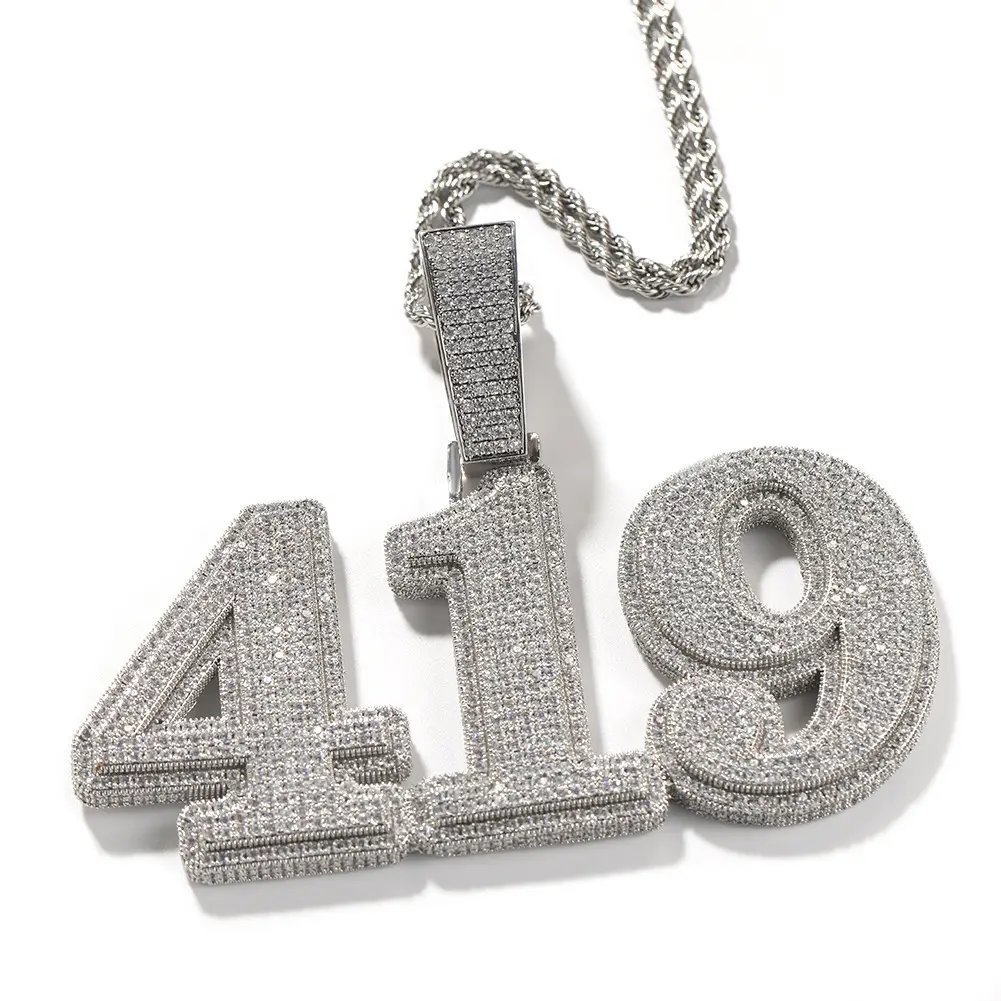 Pendentif en diamant avec lettres, collier personnalisé avec nom, numéro et lettres, non ternissant