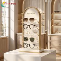 Présentoir à lunettes en métal avec logo personnalisé, 4 niveaux, pour comptoir, pour magasin d'optique, accessoires de merchandising visuel