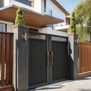 <span class=keywords><strong>Portail</strong></span> de Villa en Acier Inoxydable et Alliage d'Aluminium, Porte d'Entrée Manuelle Simple ou Double Personnalisée pour Cour Extérieure Rurale Autoconstruite - Product Image 3