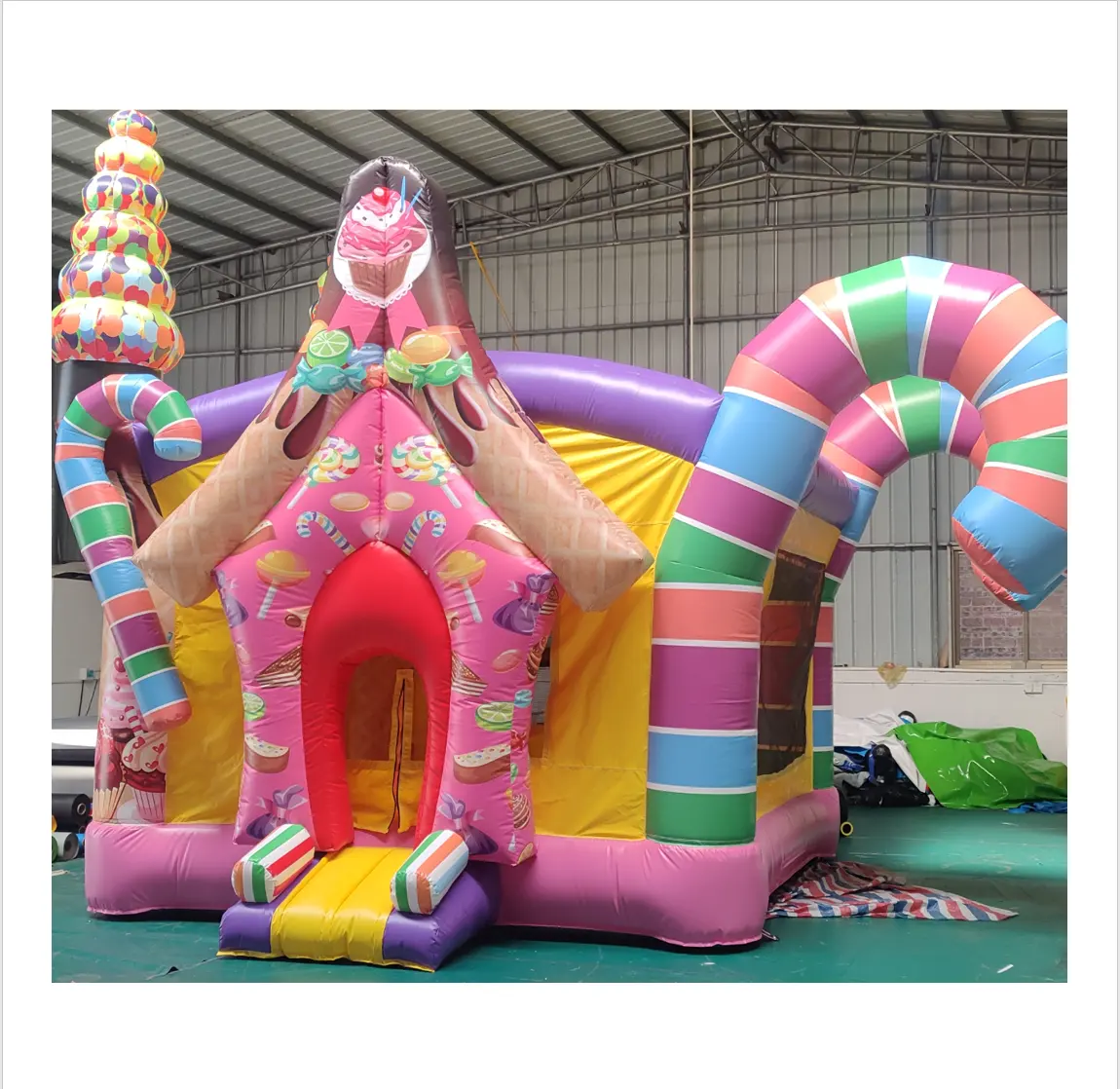 वाणिज्यिक Moonwalk Inflatable कैंडी भूमि बाउंसर कूदते उछालभरी महल trampoline हवा जम्पर inflatable उछाल घर