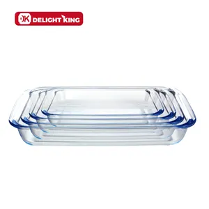 친환경 세련된 직사각형 유리 베이킹 팬 유리 베이킹 접시 세트 주방 용품 세트 ovenware 유리 베이킹 bakeware 세트