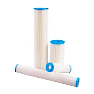 Zhejiang Manufacturer Wholesale Big Blue 20 x 4.5'' Polyester Pleated Filter Cartridge 50 Micron Pleated Cartridges Water Filter