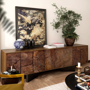 AmericanCuster, Aparador de madera de roble macizo de diseño moderno, muebles rústicos Retro para el hogar, comedor, sala de estar, hoteles - Product Image 6