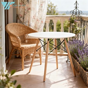 โต๊ะสวนกาแฟทรงกลมทันสมัยดีไซน์ไม้เรียบง่ายพร้อมขาบีชแข็งแรงสำหรับเฟอร์นิเจอร์ห้องนั่งเล่น - Product Image 2