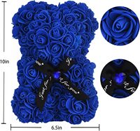 Ours en fleurs artificielles en forme de rose pour la Saint-Valentin, la fête des mères, les anniversaires, les fêtes, pour petite amie, épouse, avec diamant en forme de cœur