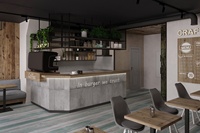 Café — meubles modernes, Design 3D, comptoir de Bar, fabrication