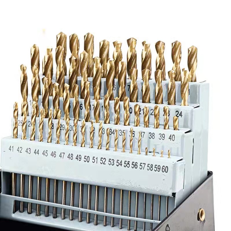 60 pieces of titaniumplated drill bit set combination highspeed steel