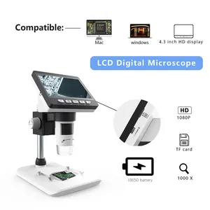 ALEEZI 307 1080P microscopio elettronico USB ad alta definizione 1000X con 4.3 IN schermo per riparazione PCB