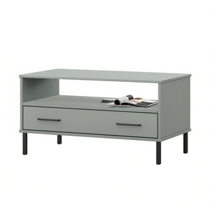 Mesa de Centro Moderna de Madera de Pino Gris con Cajón de Almacenamiento, Muebles para Sala de Estar - Product Image 1