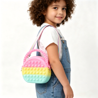 Regenboog Pop It Handtas Fidget Toy Siliconen Push Bubble Sensorische Portemonnee Moderne Hoge Kwaliteit Stressverlichtende Rits Opbergtas