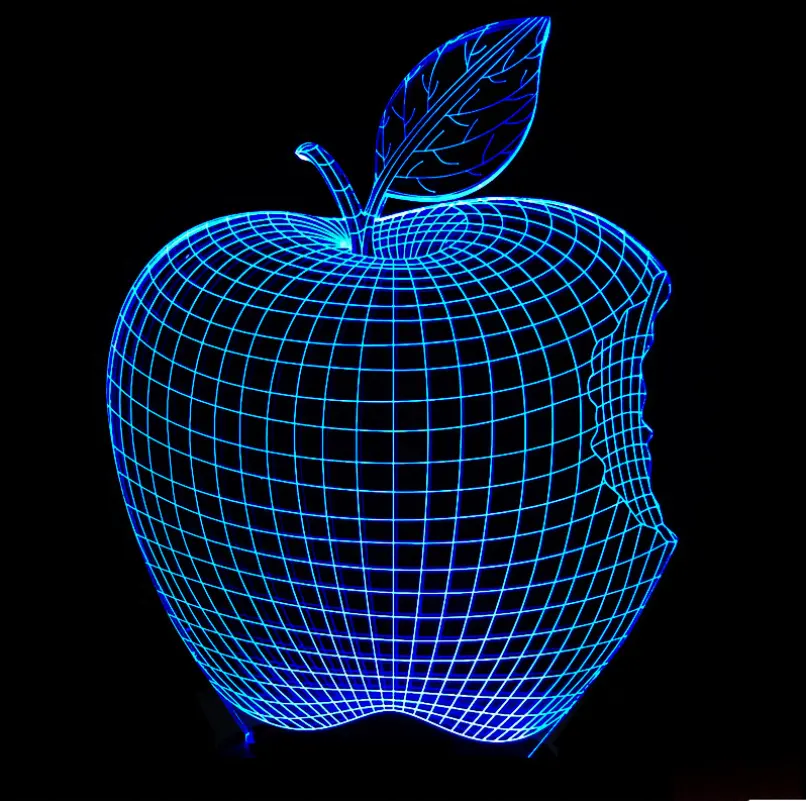 रचनात्मक डिजाइन टेबल लैंप सेब के आकार 3d भ्रम दीपक घर की सजावट के लिए प्रकाश का नेतृत्व किया