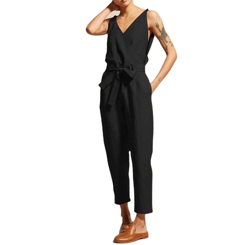 Women Jumpsuits Summer Plus Size Vintage Romper Casual Sleeveless Playsuits  Popular Bodysuits Belted Cami Jumpsuit 50%