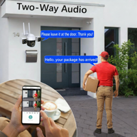 Kamera CCTV Solar 4G/WiFi Definisi Tinggi dengan 3 Lensa untuk Penggunaan Perusahaan & Rumah Tangga Kartu Memori Opsional untuk Keamanan Rumah