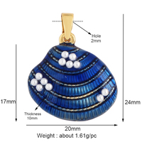 Pendentif Breloque Coquillage Océan Bleu, Animal Marin, Dauphin, Poisson Tropical, Os, Étoile de Mer, Crevette, Plaqué Or 18K, Zircon, Apprêts de Bijoux K64