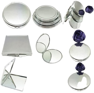 Miroir de maquillage portable en argent de différentes formes, ensemble DIY, cadeau, miroir pliable avec plaque de sublimation - Product Image 2