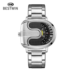 Montre à quartz de luxe pour homme, couleur or, haut de gamme, étanche, boîtier en alliage d'acier, bracelet en acier inoxydable, nouveau style affaires et sport, livrée en coffret - Product Image 4