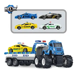 Crianças Engraçado Metal Mini Kids Gift Diecast Police Rescue Trailer Modelos Alloy Diecast Model Brinquedos Para Crianças
