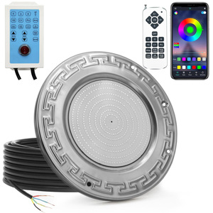 Luz LED empotrada para piscina de 6 pulgadas, 12W, de acero inoxidable, iluminación subacuática con control remoto y aplicación para piscinas - Product Image 3
