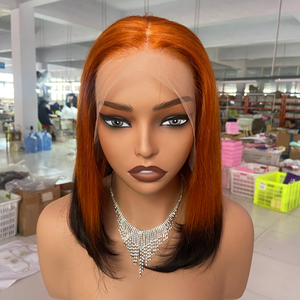 Perruque Bob Ombrée Droite Double Drawn en Cheveux Vierges Alignés, avec Closure HD 5x5, 100% Cheveux Humains, Perruques Lace Front pour Femmes - Product Image 1