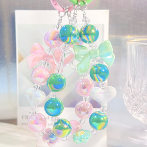 Cadena de cuentas de flores de plástico acrílico impresa con UV al por mayor, colgante para funda de teléfono móvil, llavero, decoración para bolsa de auriculares - Product Image 3