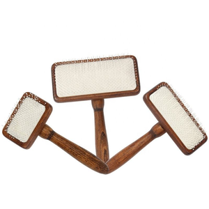 थोक भूरे रंग की लकड़ी की बिल्ली पिन बाल ब्रश कुत्ते कुत्ते पालतू जानवर चिपचिपा के साथ चिपचिपा ब्रश - Product Image 1