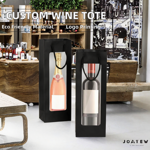 Sac en papier personnalisé avec logo, en carton blanc, pour emballage cadeau de bouteille simple ou double, sac de transport pour vin, avec ruban laminé pour bougies et artisanat - Product Image 2