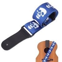 Sangle de guitare acoustique, électrique, basse, ukulélé, réglable, motif crâne, en cuir