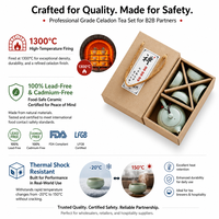 Service à thé en céramique émaillée promotionnel pour entreprises, avec théière et tasses, logo imprimé, boîte en papier kraft pour employés et clients
