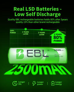 EBL OEM Vente en gros de piles rechargeables Ni-Mh EBL 1,2 V AA 2500 mAh haute performance, longue durée de vie, lot de 8 avec boîte à piles - Product Image 3