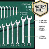 Set Kunci Ring Ratchet Metrik Mega Value 6-22 Pcs Harga Pabrik CR-V Kombinasi Gear Spanner Kit dengan Tas Kanvas untuk Grosir