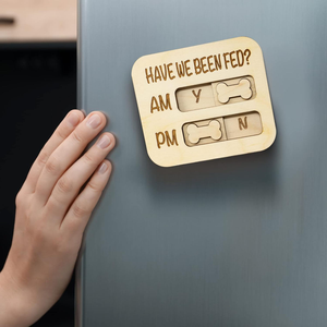 Rastreador de alimentación de perros JUNJI <span class=keywords><strong>AM</strong></span> <span class=keywords><strong>PM</strong></span> Recordatorio Deslizador Artesanía de madera para cajas de madera y letreros de pared para programar alimentaciones - Product Image 3