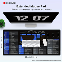 Tapis de bureau pour raccourcis clavier Windows ; Tapis de souris pour raccourcis clavier système Apple, double système, bords surjetés.