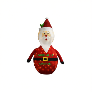 Figurine de Père Noël en tissu de luxe avec éclairage LED, 4 pieds, décorations de Noël pour l'intérieur et l'extérieur, décoration de fête - Product Image 1