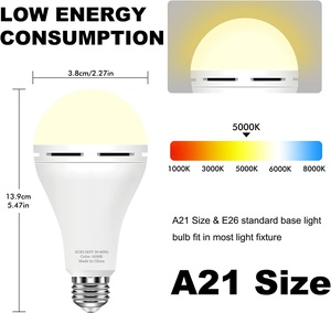 Bóng Đèn Khẩn Cấp LED 9W 12W Điện Áp Cao Đèn Dự Phòng Pin 18650 Bóng Đèn Tự Động Móc E26 E27 Có Thể Sạc Lại - Product Image 5