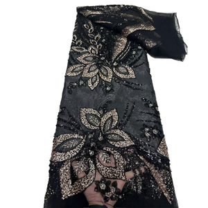 Nuovo Design NI.AI: Tessuto in Pizzo con Ricamo Floreale, Perle e Paillettes - Product Image 1