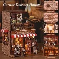 Kit de construction de niche à livres en bois écologique de luxe Sweet Corner Cottage, puzzle 3D, maison miniature DIY, décoration intérieure, comme cadeau d'anniversaire
