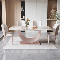 XTCZ-006 Ensemble table et chaises de salle à manger en métal moderne, design personnalisable pour hôtel, villa, utilisation de luxe, rectangulaire