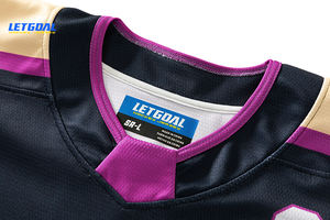 Benutzer definierte Kragen geschnürte Hals Sublimation Logo Low MOQ 1 Probe Proof Eishockey Trikot - Product Image 3