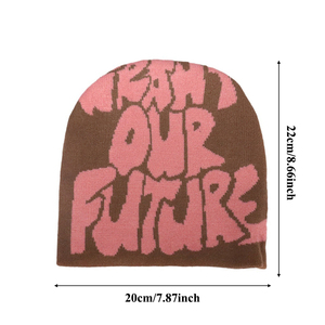 Berretto con Logo personalizzato con lettere colorate <span class=keywords><strong>tipografia</strong></span> Y2K con stampa Beanie per uomo donna stile invernale stile acrilico a forma di cupola cappelli invernali - Product Image 3