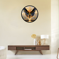 Lukisan Jam Dinding Pemandangan Mediterania, Dekorasi Dinding Rumah Modern untuk Kamar Anak/Kamar Tidur, Lukisan Porselen Kristal Ekspor.