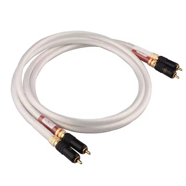 Silver Pleated OFC OCC Copper Cable With Braid Car Rca Cables HIFI Audio Cable