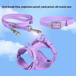 Nouveau transfrontalier rembourré bouton fermeture PVC collier de chien corde de Traction Anti-morsure étanche tactique poitrine dos quatre pièces ensemble - Product Image 2