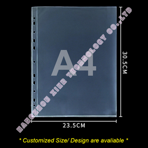 A4 trong suốt tập tin PP túi, rõ ràng POCKET cho tài liệu/giấy với 11 lỗ, Top tải thay thế trang cho A4 - Product Image 2