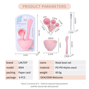 LMLTOP OEM, venta al por mayor, juego de 6 uds de cuencos para mezclar cosméticos de plástico DIY y espátula aplicadora para Máscaras faciales, herramientas de maquillaje 9064 - Product Image 5