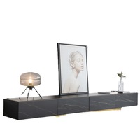 Ensemble meuble TV et table basse en dalle de roche pleine, style italien, luxe léger, pour maison moderne et petit appartement, meuble de sol long nordique