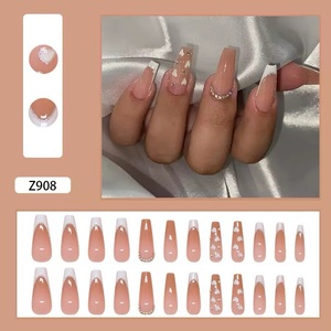 Z908 высококачественный собственный бренд ультра-короткие модные французские ногти в форме гроба ABS материал, специально разработанный для пальцев - Product Image 2