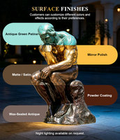 Sculpture de Penseur en Bronze Grandeur Nature RELONG, Design Classique, Style Européen, Personnalisable pour Villa de Luxe, Parc, Jardin Extérieur
