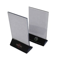 Support de table transparent en acrylique pour menu, certifié CE, avec option de logo