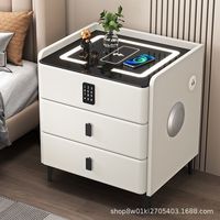 Table de Chevet Intelligente en Gros, Design Bois Multifonctionnel pour Chambre à Coucher, Chargement Sans Fil, Lumière Tricolore, Meuble d'Appoint de Luxe Moderne