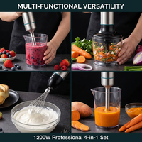 Blender Tangan Elektrik 4-in-1 Set Stainless Steel dengan Pengaduk untuk Smoothie